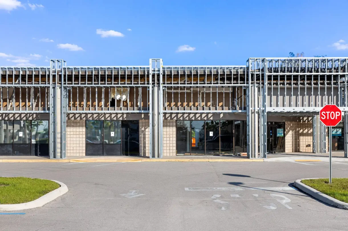 Exterior view of shopping center renovation five